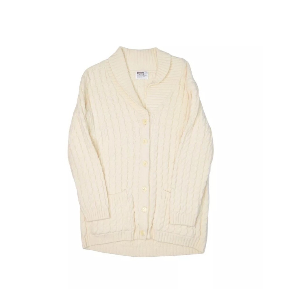 Vintage Montgomery Ward Sweater Womens Small Cardigan Cable Knit Button Front